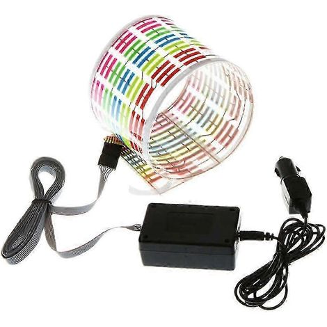 Égaliseur LED activé par le son pour pare-brise de voiture, néon EL lumineux clignotant au rythme de la musique, avec boîtier de commande, 45 x 11 cm (1/5)