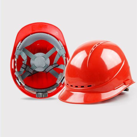 Sicherheitshelm mit atmungsaktivem, stoßdämpfendem Baumwollfutter und Aufhängung für Baustellen, Rot (1/5)