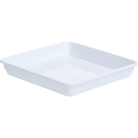Bac à plantes en plastique blanc 1818cm bac à égouttement carré bac à fleurs adapté à l'intérieur et à l'extérieur, 2 pièces (1/4)