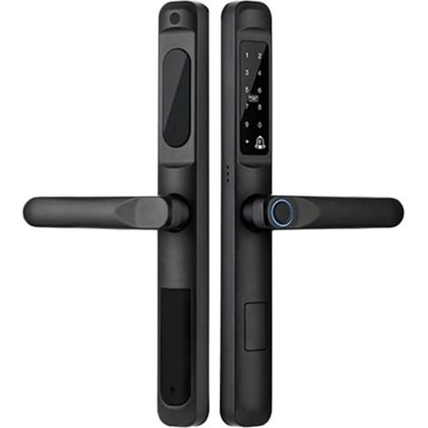 Serrure de porte intelligente Tuya WiFi App étanche serrure de porte intelligente en aluminium serrure biométrique empreinte digitale poignée de porte serrure numérique sans clé for verre coulissant ( (1/5)