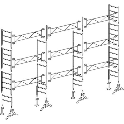 Altrad – Échafaudage maçon 10m x 7m – Acier galvanisé – Charge maximale 300kg/m² – Système d'accrochage 360° pour chantiers professionnels
