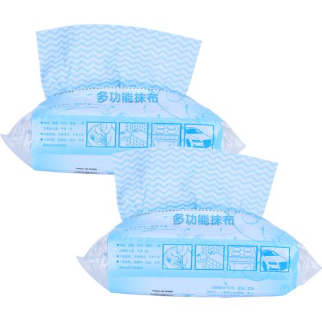 2 Paquets de chiffons jetables non tissés pour vaisselle, torchon de cuisine nettoyant, lingette bleue (1/5)