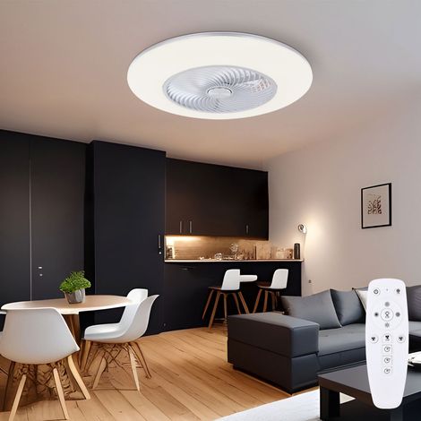 Ventilatore da soffitto con luce e telecomando Lampada da soffitto Ventilatore Raffreddatore per ambienti Illuminazione Lampada a luce diurna, 1x LED 36 Watt 2200lm 3000-6500, P 58 cm