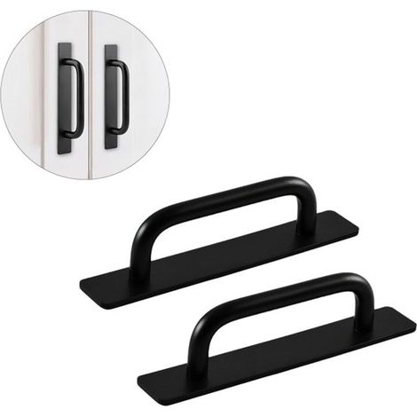 Tirador de puerta de 2 piezas, Tirador de puerta de aleación de aluminio, Tirador de cajón, Tirador de armario autoadhesivo, 152,53,6 cm, Negro (1/5)