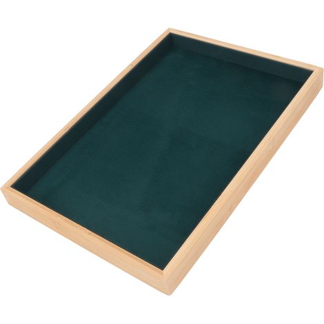 Klassisches, elegantes und kratzfestes Schmucktablett aus Holz vielseitige Präsentationsfläche für Ohrringe, Halsketten und Armbänder grün (1/5)