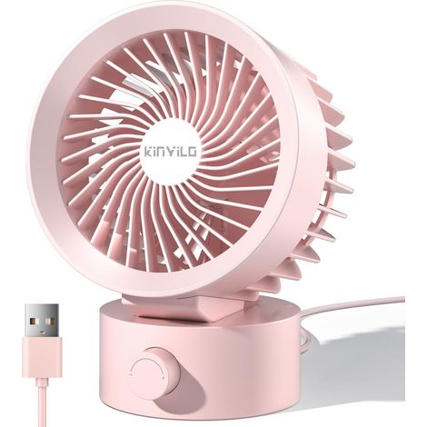 Petit ventilateur de bureau USB silencieux, vitesse continue pour la maison, le bureau, le dortoir, le bureau, le refroidissement personnel portable, alimentation USB, rose (1/5)