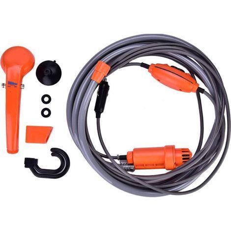 ALLIANDIS Kit de Douche Portable 12V pour Camping - Douchette Extérieure avec Branchement Allume-Cigare - Idéal pour Voyage et Plein Air - Équipement de Lavage pour Véhicule (1/4)