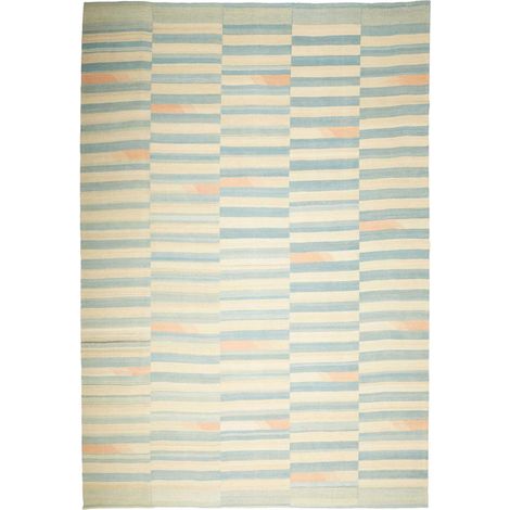 Authentique tapis d'Orient kilim fait main 258x299 bleu et orange (1/5)