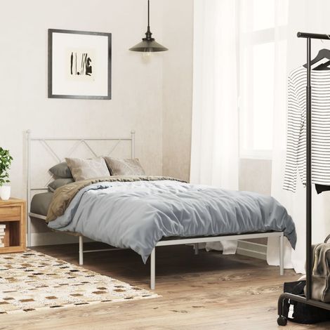 Estructura cama sin colchón con cabecero metal blanco 90x190 cm vidaXL (1/5)