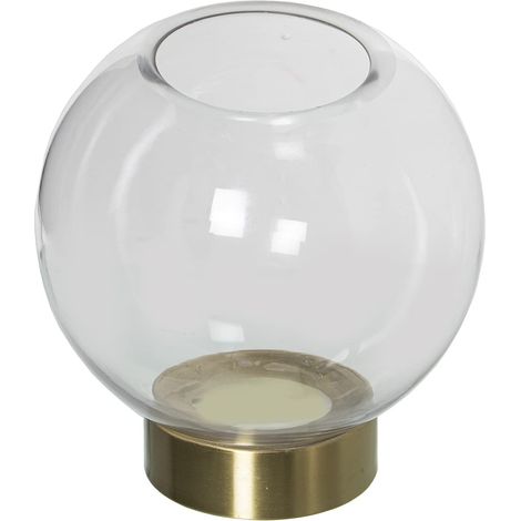 Vase bougeoir de Table en Verre Transparent et Pied doré 15 x 15 cm, Bouche 7 cm (1/2)