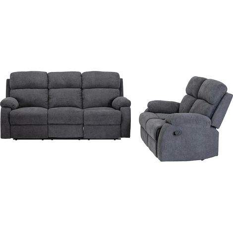 Divano relax 3+2 posti in tessuto Antracite TOLZANO (1/5)
