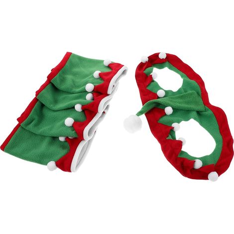 Ensemble de Déguisement de Noël pour Cheval Chapeau Lutin et 4 Guêtres Décoratives Respirantes Confortables et Douces Accessoires Festifs pour Parade et Fêtes D’Hiver (1/5)