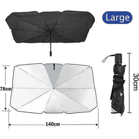 Pare-soleil de voiture, parasol, housse de protection solaire pour pare-brise avant, accessoires de protection solaire pour l'intérieur du pare-brise, colle argentée (L) (1/5)