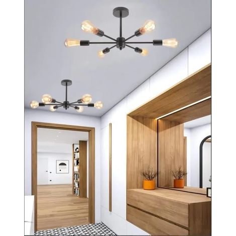 kawoo 2pcs Lustre Suspension Luminaire Industrielle Salon Noir Retro Plafonnier Vintage en Métal Designe Edison pour Salon Chambre (1/4)