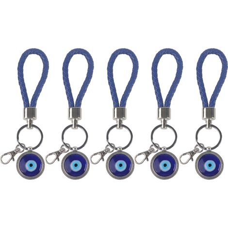 5Pcs Lucky Eye Keychain Blue Turkish Amulet Pendant Keyring Jewelry Holiday Gift Craft (1/5)