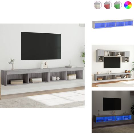 Meubles TV avec lumières LED 2 pcs sonoma gris 100x30x30 cm - Meuble Tv - Meuble Téléviseur - Support Tv - Éclairage Led - Meuble Audio (1/5)