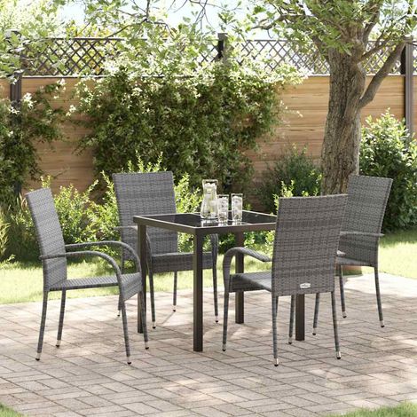 Garten Essgruppe 5 pcs Grau Pulverbeschichteter Stahl (1/5)