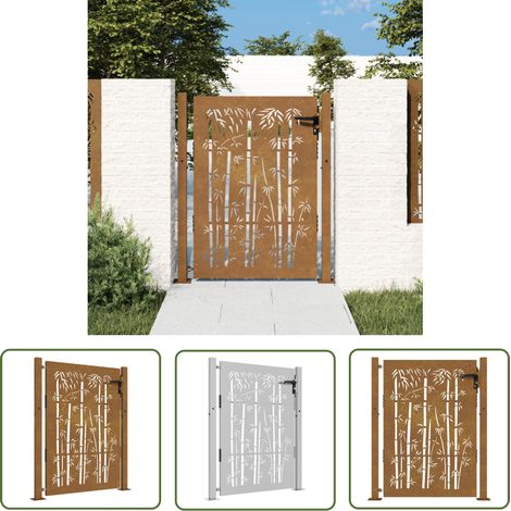 The Living Store Gartentor 105x130 cm Cortenstahl Bambus-Design - Cortenstahl Gartenzaun - Metalltor - Gartentor - Rustikales Gartenelement - Designer Gartentor (1/5)