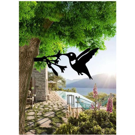Oiseaux sur La Branche Métal Art Décoration Murale Fer Oiseau Sculpture Murale en Métal Oiseau Art Décor Mûr pour Intérieur Extérieurs pour La Maison Jardin (1/4)