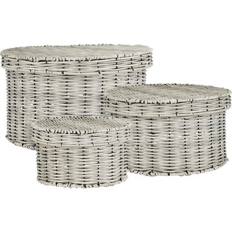 Mica Decorations Aufbewarungsbox Liam Polyester Ø 38 x 22 cm grau Aufbewahrungskorb