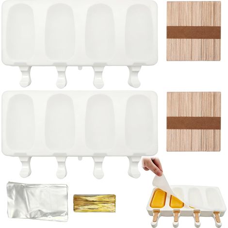 Silikon-Eisform – 2er- oder 3er-Set – BPA-frei – mit Hunderten von Holzlöffeln – für Joghurt, Schokolade, Saft – für Zuhause, Partys und Kinder (1/5)