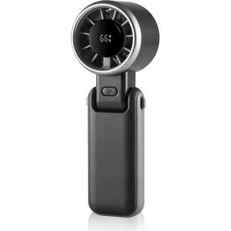 Ventilateur turbo portable rechargeable noir  5 vitesses, écran LED, pour bureau, voyage ou activités de plein air (1/5)