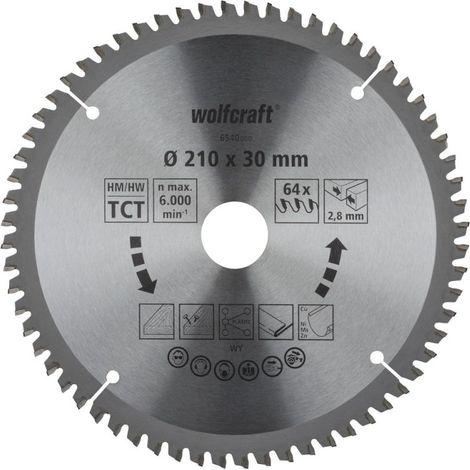 WOLFCRAFT 6540000 1 disco de sierra de corte e ingleteado CT 64 dientes ø210 mm