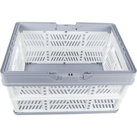 Paniers pliables avec poignées en polypropylène imperméable, boîtes de rangement pliables pour la maison, la cuisine, la chambre ou le bureau, blanc, grande taille (1/5)