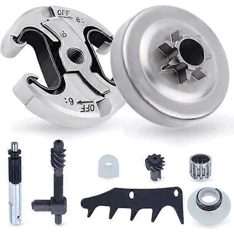 Kit d'embrayage pour tronçonneuse 445, 445E, 450 et 450E : pièces de rechange, pompe à huile, vis sans fin et aiguille. (1/4)