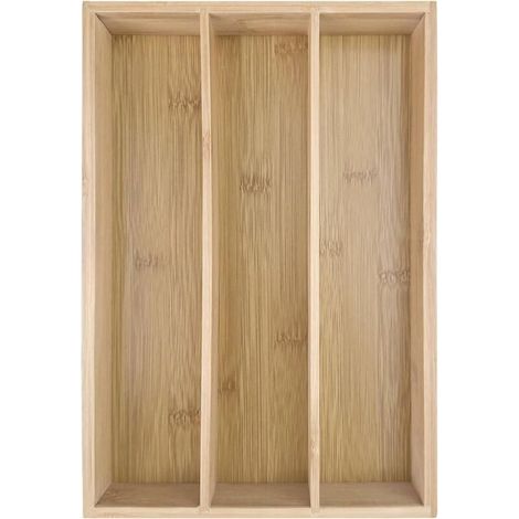 Range-couverts en bambou, porte-couverts en bambou avec 3 compartiments, tiroir de cuisine, range-couverts en bambou, range-couverts en bambou (1/4)