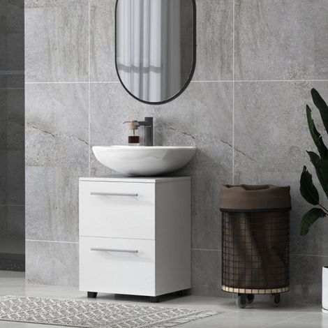 Armoire de salle de bain- POCKETPOP - 41 x 35 x 59 cm - Meuble bas - En aggloméré - Blanc (1/5)