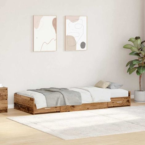 Cama con almacenamiento con cabecera Madera Vieja 90 x 200 cm