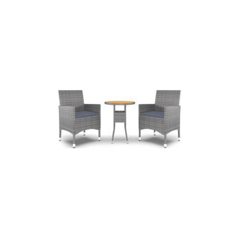 Ensemble de salle à manger de jardin 3 pcs Résine tressée Gris (1/5)