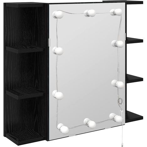 Mirror Cabinet Black Oak 70 x 16.5 x 60 cm Engineered Wood vidaXL