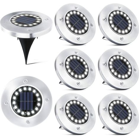 16 LED Lampe Solaire Extérieur-8 Pièces Spot Solaire Jardin Etanche Lampadaire pour Passerelle Chemin Terrasse Cour Souterraine Encastrer Pelouse (1/4)