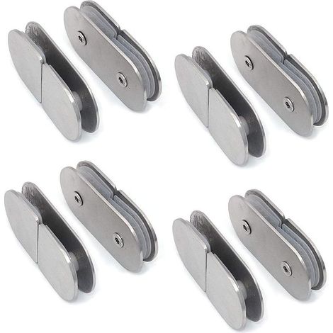 Juego de 8 abrazaderas de vidrio de acero inoxidable 304 de 180 grados, soporte para estantes de vidrio, aptas para paneles de vidrio de 8 a 12 mm de espesor, acabado cepillado. (1/5)
