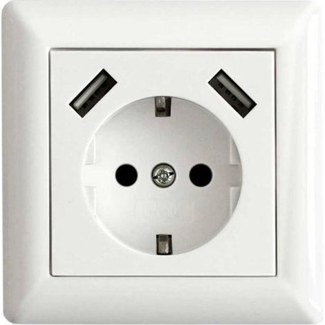 LEDmaxx 106648 1 parte Presa di corrente per montaggio a filo con USB, Protezione per i bambini Bianco (1/2)