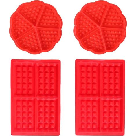 Moule à Gaufre SiliCône Bakeware-Plaque de cuisson Anti-adhésif gaufrée moules à Muffin biscuit en Forme carrée en forme de coeur 4 PCS- (1/3)