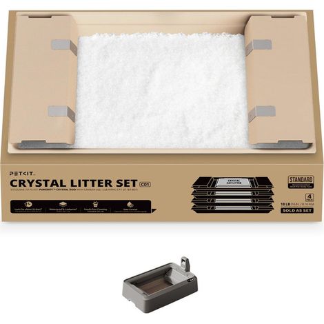 Kit de Recharges pour Bac à Litière Automatique comprenant 4 Bacs Jetables 4 Sachets de Litière de Silice Cristalline et 4 Sacs Poubelle pour Chat