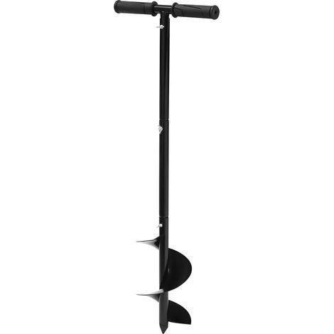 Tarière manuelle en acier pour jardin, Foret spiralé à main noire 15 cm, manche télescopique 3 sections, Poignée antidérapante (1/5)