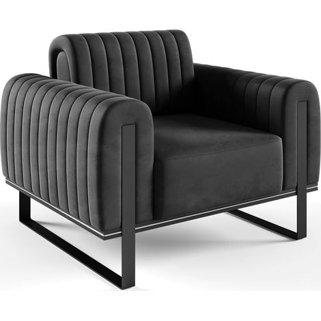 Selsey Parissa - Sessel, Samt Dunkelgrau schwarze Füße, 106 cm (1/5)