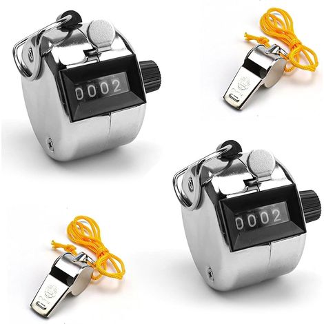 2 Pièces Compteur Manuel, Compteur, Compteurs Manuels à 4 Chiffres, Compteur à Main Portable, avec 2 Sifflets, pour Ecoles, Gymnases, Entrepôts (1/5)