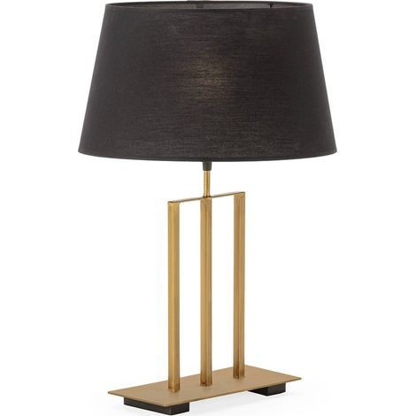 Lampe de table design métal doré et bois noir élégance moderne - doré et noir profond (1/2)