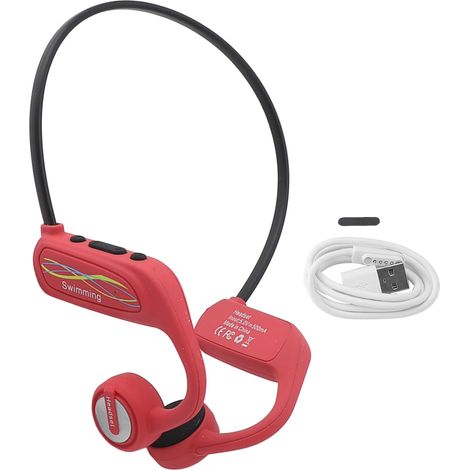 Cuffie professionali impermeabili IP68 subacquee con Bluetooth 5.0 per nuoto, corsa e ciclismo, memoria da 16 GB, colore rosso. (1/5)