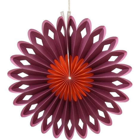 Kaemingk – Decoris – Suspension fleur en papier, rosace violet foncé et rouge, Ø 30 cm