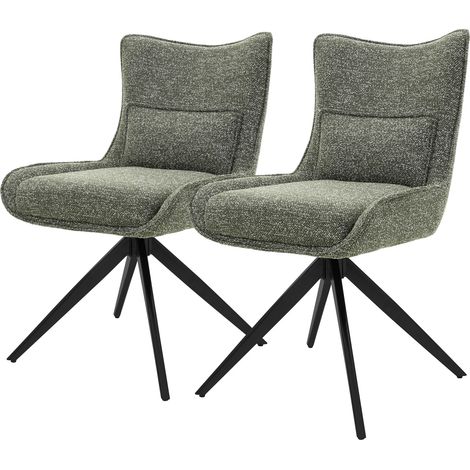 ML-Design Set 2 poltroncine da pranzo girevoli a 360° imbottite con rivestimento in tessuto gambe in acciaio piedini antigraffio regolabili sedie moderne per cucina soggiorno e salotto verde (1/5)