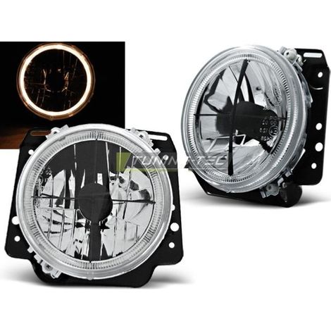 Paire de feux phares VW Golf 2 83-91 angel eyes chrome croix noire-27361896 (1/2)