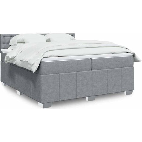 vidaXL Sommier à lattes de lit avec matelas Gris clair 200x200cm Tissu (1/5)
