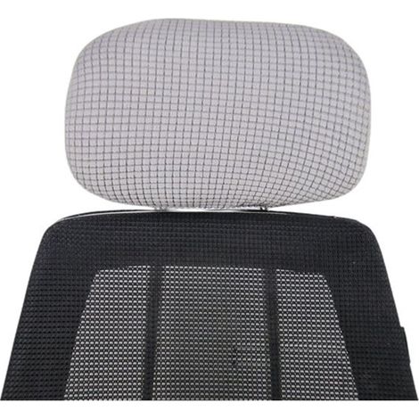 Housse de chaise de bureau - Grise - Housse d'appui-tête - Housse pour chaise d'ordinateur - Élastique - Imperméable - Anti-taches - Taille unique (1/4)