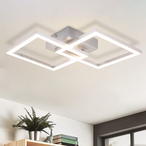 GBLY Deckenlampe LED Deckenleuchte Wohnzimmer - Modern Design Küchenlampe 24W 4000K Wohnzimmerlampe Flurlampe Neutralweiß Schlafzimmerlampe Flur Deckenbeleuchtung Eckig Silber für Esszimmer Büro